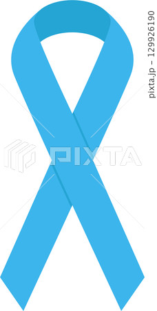 Light blue ribbon emblem against a black background. A simple, flat, and symbolic representation. 129926190