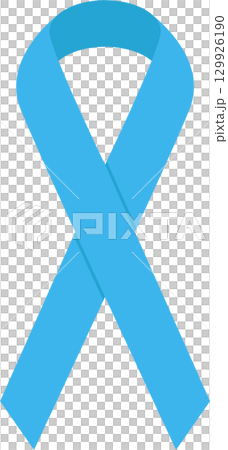 Light blue ribbon emblem against a black background. A simple, flat, and symbolic representation. 129926190