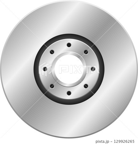 Shiny car brake disc or rotor, car part that helps stop the vehicle safely and effectively. 129926265