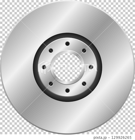 Shiny car brake disc or rotor, car part that helps stop the vehicle safely and effectively. 129926265