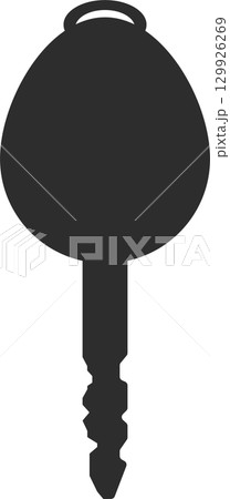 A dark gray silhouette of a key, symbolising security, access, and perhaps secrets or unlocking. A dark gray silhouette of a key, symbolising security, access, and perhaps secrets or unlocking. 129926269