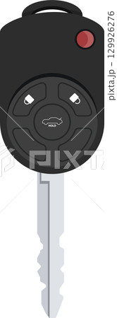 Sleek car key with remote controls. A modern accessory for secure vehicle access and convenience. 129926276