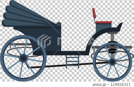 Vintage carriage with intricate wheel details, showcasing transportation from a bygone era. 129926321