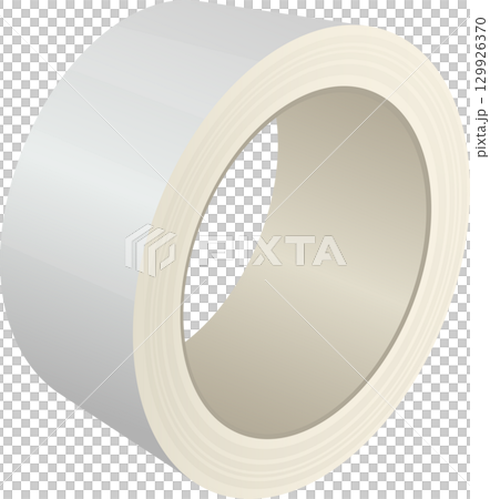 A roll of white adhesive tape viewed at an angle. Useful for securing or mending objects. 129926370