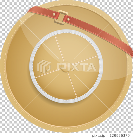 Tan Pith Helmet with Red Chin Strap, Classic Safari Style Gear for Outdoor Protection 129926379