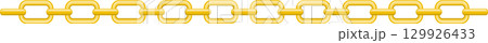 A golden chain extends horizontally, showcasing the interlocked links that form the jewelry piece. 129926433