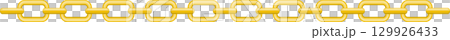 A golden chain extends horizontally, showcasing the interlocked links that form the jewelry piece. 129926433