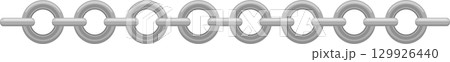 A silver chain connects several links, each link attached to each other, forming a linear pattern. 129926440