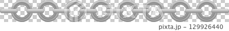 A silver chain connects several links, each link attached to each other, forming a linear pattern. 129926440