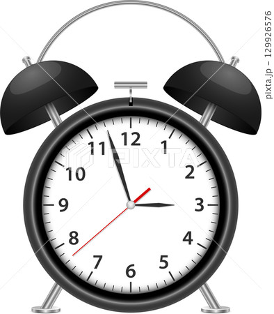 Classic alarm clock with a ringing bell. Indicates it is almost 11:53. Stay on schedule. Classic alarm clock with a ringing bell. Indicates it is almost 11:53. Stay on schedule. 129926576