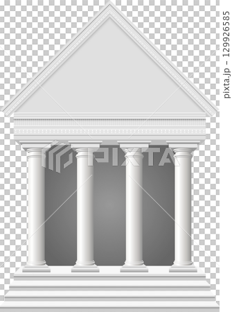 Majestic white building facade with symmetrical columns and a triangular pediment design. 129926585
