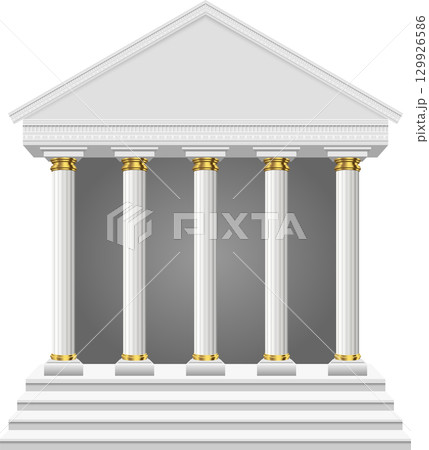 Classical architecture: Majestic building facade with columns and steps, conveying grandeur. Classical architecture: Majestic building facade with columns and steps, conveying grandeur. 129926586