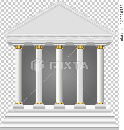Classical architecture: Majestic building facade with columns and steps, conveying grandeur. 129926586