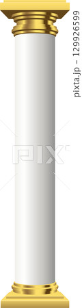 Ornate column illustration, showcasing classical architecture design elements and golden accents. 129926599