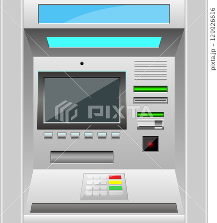 An automated teller machine stands ready for banking transactions. Access your funds easily. An automated teller machine stands ready for banking transactions. Access your funds easily. 129926616