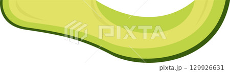 Avocado slice graphic illustration features hues of green, yellow and a smooth, rounded shape. Avocado slice graphic illustration features hues of green, yellow and a smooth, rounded shape. 129926631