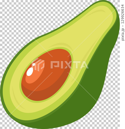 A vibrant green halved avocado with a large pit, showcasing a healthy and delicious fruit. A vibrant green halved avocado with a large pit, showcasing a healthy and delicious fruit. 129926634