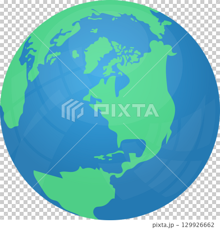 A stylized world globe illustration featuring North and Central America, showcasing continents & oceans. A stylized world globe illustration featuring North and Central America, showcasing continents & oceans. 129926662