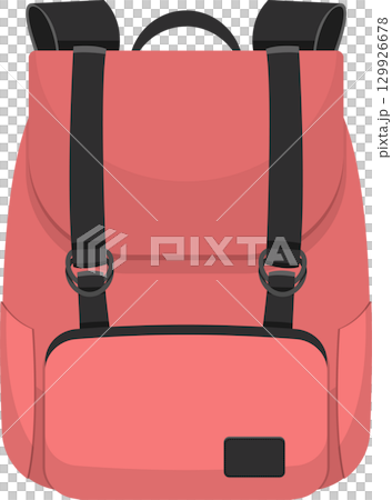 Coral backpack with black straps, metal rings and a front pocket is perfect for carrying essentials. 129926678