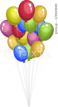 A cheerful bunch of vibrant balloons float against a black background, ready for a celebration. A cheerful bunch of vibrant balloons float against a black background, ready for a celebration. 129926694
