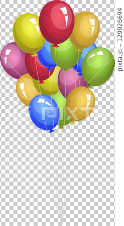 A cheerful bunch of vibrant balloons float against a black background, ready for a celebration. A cheerful bunch of vibrant balloons float against a black background, ready for a celebration. 129926694