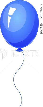 A vibrant blue balloon floats against a dark backdrop, its glossy surface reflecting light. 129926697