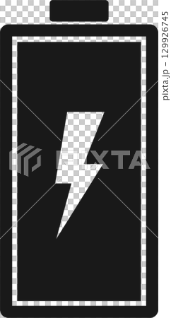 Iconic Battery Symbol: Bold graphic representing a device battery, highlighting energy and power status Iconic Battery Symbol: Bold graphic representing a device battery, highlighting energy and power status 129926745