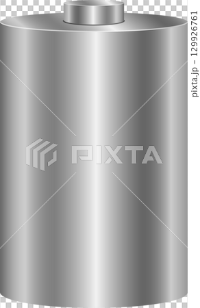 A metallic cylinder stands tall, its smooth surface reflecting light, showcasing a simple form. 129926761