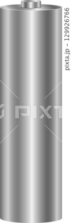 A silver metallic cylindrical cell stands, ready to energize portable electronic devices. 129926766