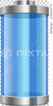 Sleek Blue Energy Cell: A modern, transparent cylinder hinting at power and technological efficiency. 129926771