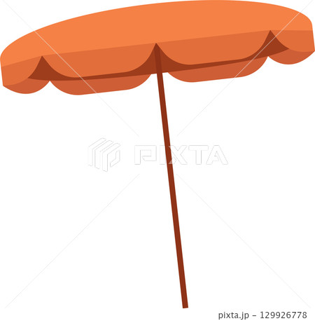 An illustration of an orange sun umbrella standing tall against a solid black backdrop. 129926778
