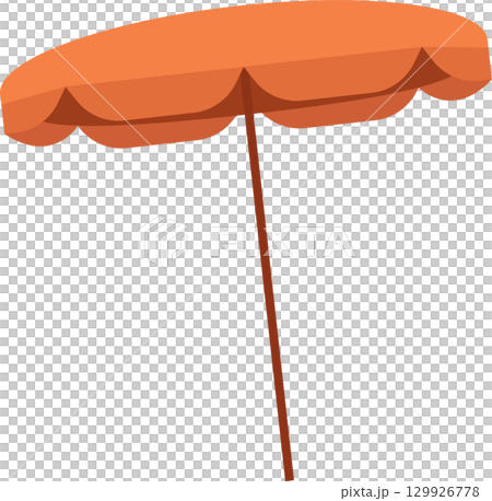An illustration of an orange sun umbrella standing tall against a solid black backdrop. 129926778