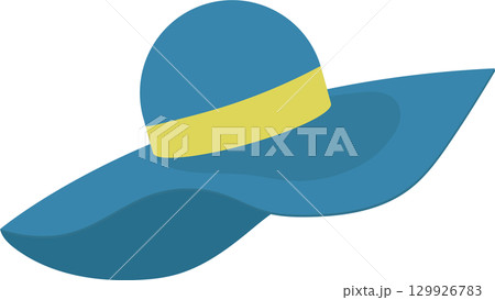 A stylish teal sun hat with a brim and a light yellow accent band for a sunny day out. A stylish teal sun hat with a brim and a light yellow accent band for a sunny day out. 129926783