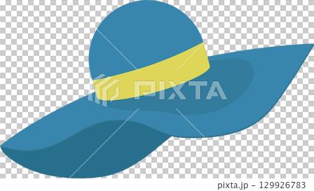 A stylish teal sun hat with a brim and a light yellow accent band for a sunny day out. A stylish teal sun hat with a brim and a light yellow accent band for a sunny day out. 129926783