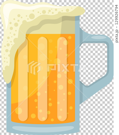 A frothy mug of golden beer, brimming with foam, perfect for a refreshing and cool beverage. A frothy mug of golden beer, brimming with foam, perfect for a refreshing and cool beverage. 129926794