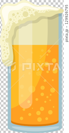 Refreshing beverage: a tall glass of golden liquid topped with foamy bubbles, perfect for celebrations Refreshing beverage: a tall glass of golden liquid topped with foamy bubbles, perfect for celebrations 129926795