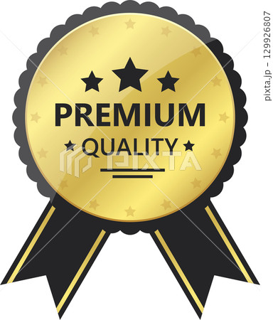 A gold seal emblem with stars, signifying top-tier quality and high standards. Ideal for promotion. A gold seal emblem with stars, signifying top-tier quality and high standards. Ideal for promotion. 129926807