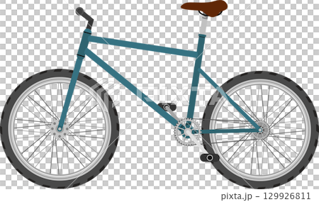 A blue bicycle with thick tires, perfect for off-road adventures and cruising through nature. A blue bicycle with thick tires, perfect for off-road adventures and cruising through nature. 129926811