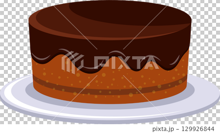 Delicious chocolate cake on a white plate, featuring rich icing and a classic dessert appeal. Delicious chocolate cake on a white plate, featuring rich icing and a classic dessert appeal. 129926844