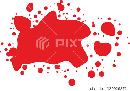 Abstract composition featuring red ink-like blobs and splatters set against a stark black backdrop. Abstract composition featuring red ink-like blobs and splatters set against a stark black backdrop. 129926871