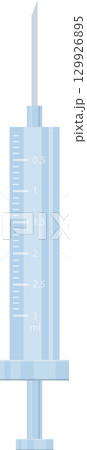 Illustration of a syringe with measurements, commonly utilized in medical procedures and healthcare. Illustration of a syringe with measurements, commonly utilized in medical procedures and healthcare. 129926895