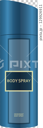 A cylindrical blue container with a rectangular label in the center, possibly deodorant product. A cylindrical blue container with a rectangular label in the center, possibly deodorant product. 129926911