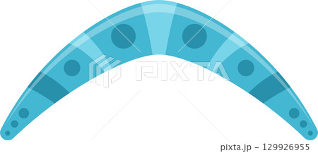 A curved, light blue boomerang with darker blue accents and circular dot pattern design. 129926955
