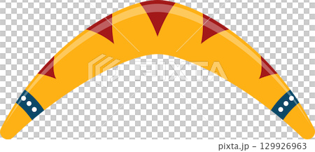 Traditional boomerang with ornate markings, a classic symbol of skill and Australian culture. 129926963