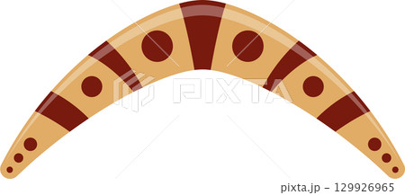 A traditional, decorated boomerang for hunting and sport, typically associated with Australia. 129926965