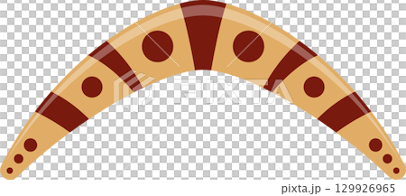 A traditional, decorated boomerang for hunting and sport, typically associated with Australia. 129926965