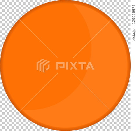 Vibrant orange circle with a subtle gradient, set against a solid black background for contrast. 129926975