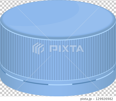 Light blue plastic bottle cap with ridges for gripping and twisting for a secure closure. 129926982