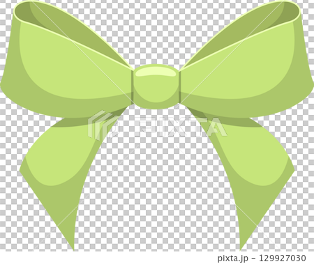 Decorative pale green bow ribbon. Symbol of gifts, adornment, decoration, celebration, and femininity. 129927030