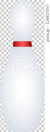 A white bowling pin with a red stripe stands ready for action, promising strikes and spares. A white bowling pin with a red stripe stands ready for action, promising strikes and spares. 129927057